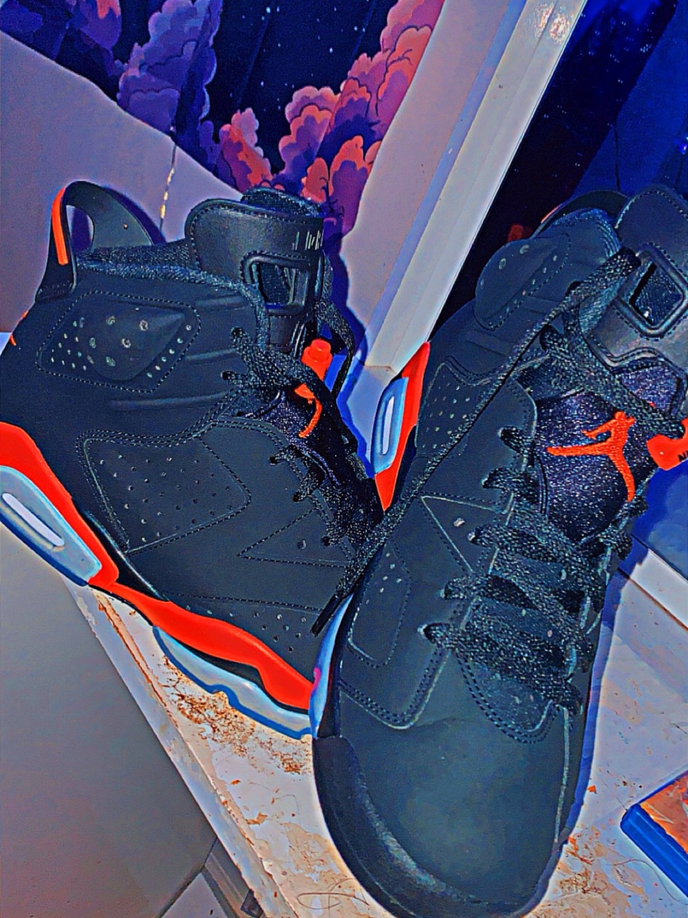 Jordan Kids Black and Orange High-Top Sneakers